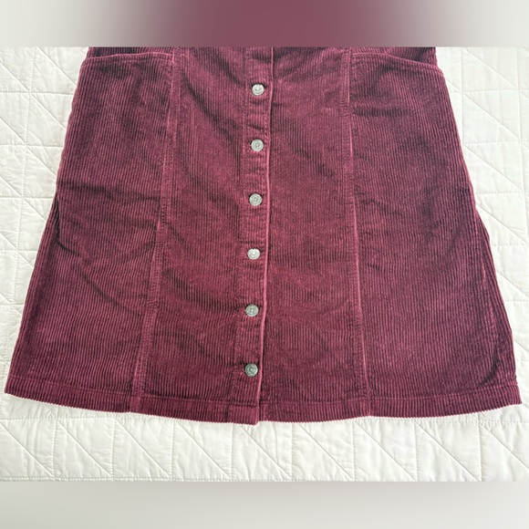 NWT Levi's Corduroy Button Front Dress XL Burgundy Plum Buckle Back Pinafore - Picture 6 of 12